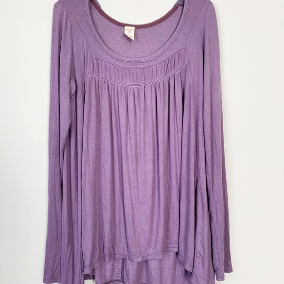 Free People Love Valley Long Sleeve Top Purple Tee - Picture 5 of 16